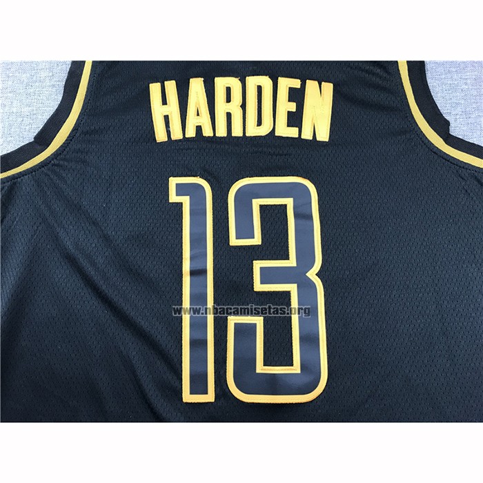 Camiseta Golden Edition Houston Rockets James Harden NO 13 Negro